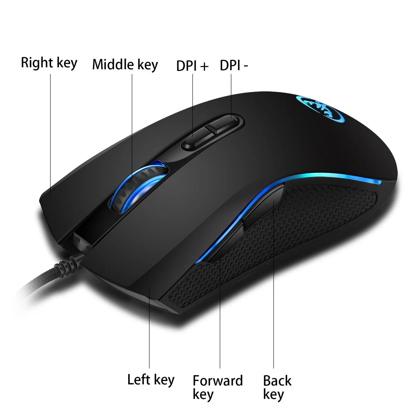Gaming Mouse 3200 DPI – LED 7 Cores, Ergonômico, Óptico Profissional