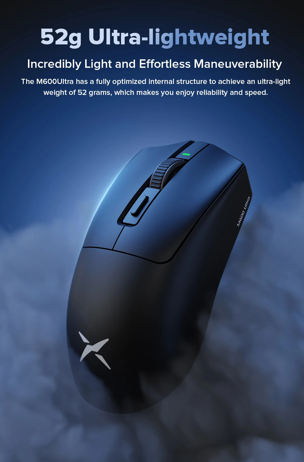 Mouse Gamer Leve Delux M600 Wireless Dual Mode 26000DPI