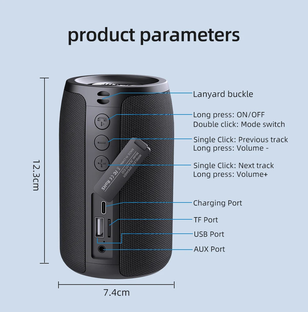 ZEALOT-S32 Portable Speaker – Mini Bluetooth, HiFi Bass, FM, TF, USB, TWS