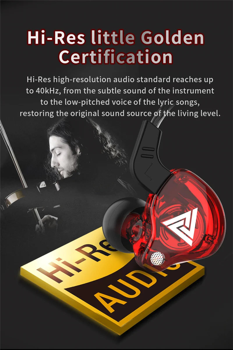 QKZ AK6 Wired Earphones – HiFi Bass, Copper Driver, 3.5mm In-Ear Headset with Mic