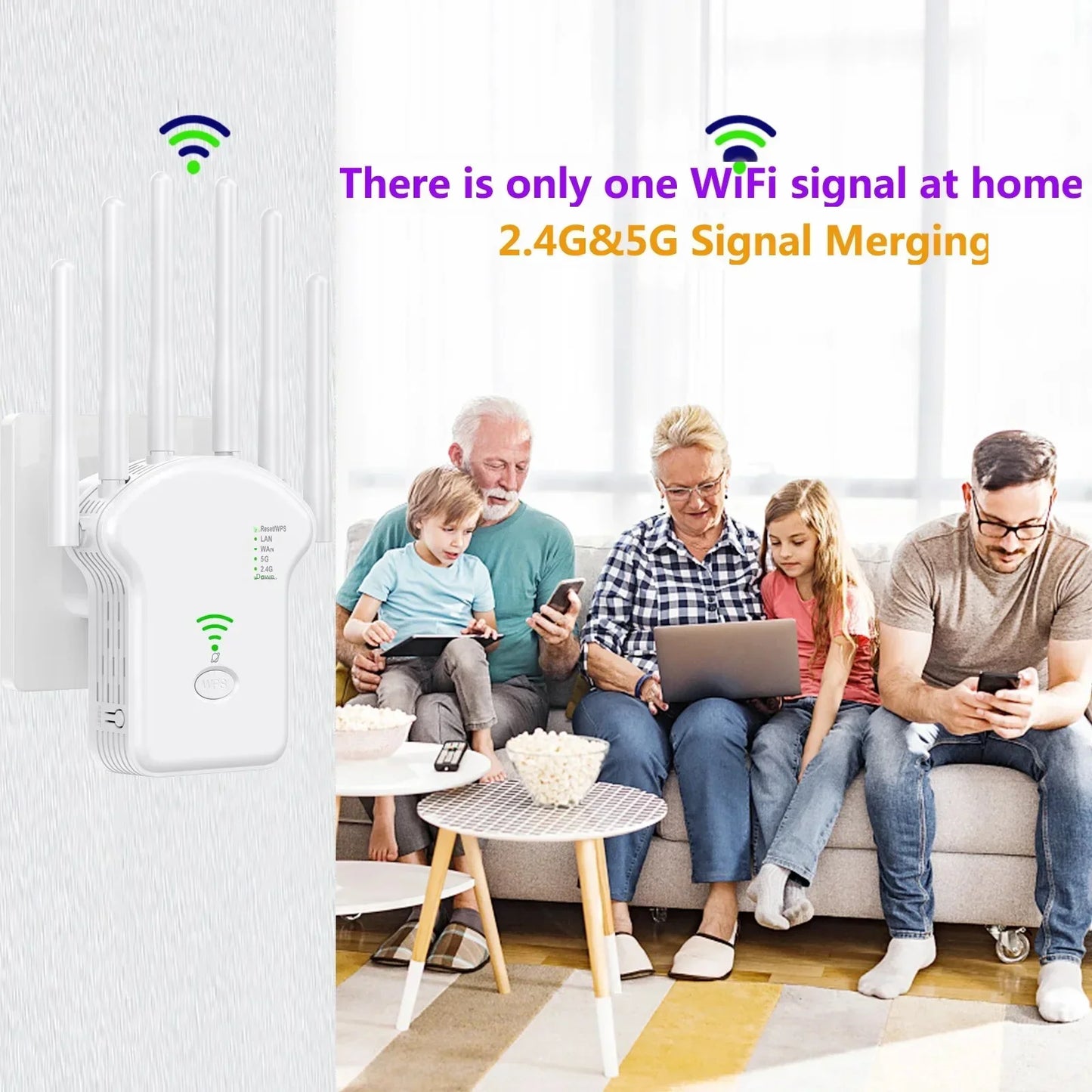 1200Mbps WiFi Extender – 2.4G/5G High Gain Router Signal Amplifier