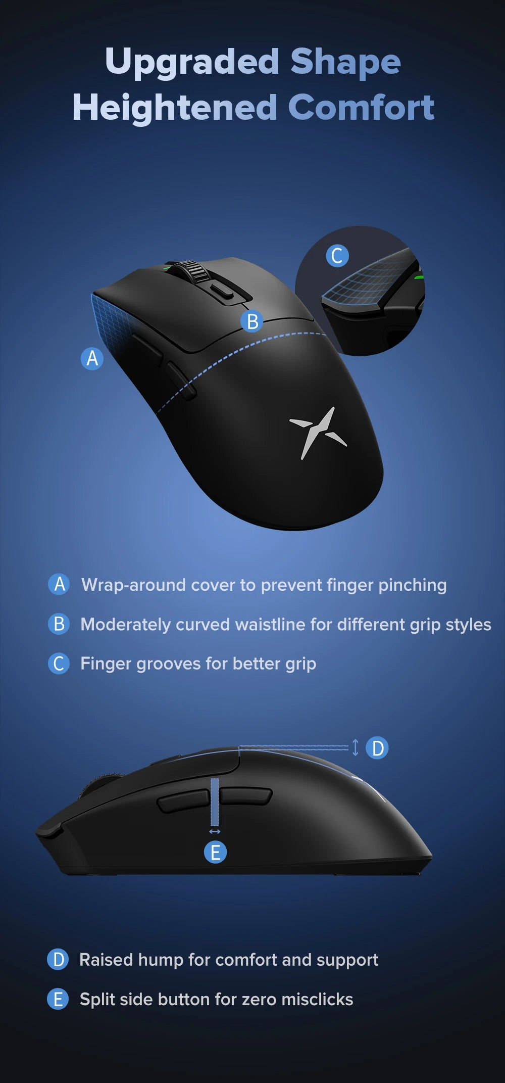 Mouse Gamer Leve Delux M600 Wireless Dual Mode 26000DPI