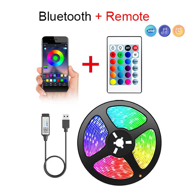 Bluetooth RGB LED Strip – 5V USB 5050 SMD Light for TV, Desktop, DIY Decor
