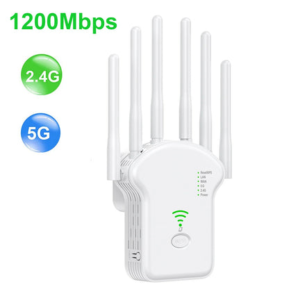 1200Mbps WiFi Extender – High Gain 2.4G/5G Router Signal Booster