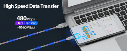 60W USB Type-C to USB LED PD Cable