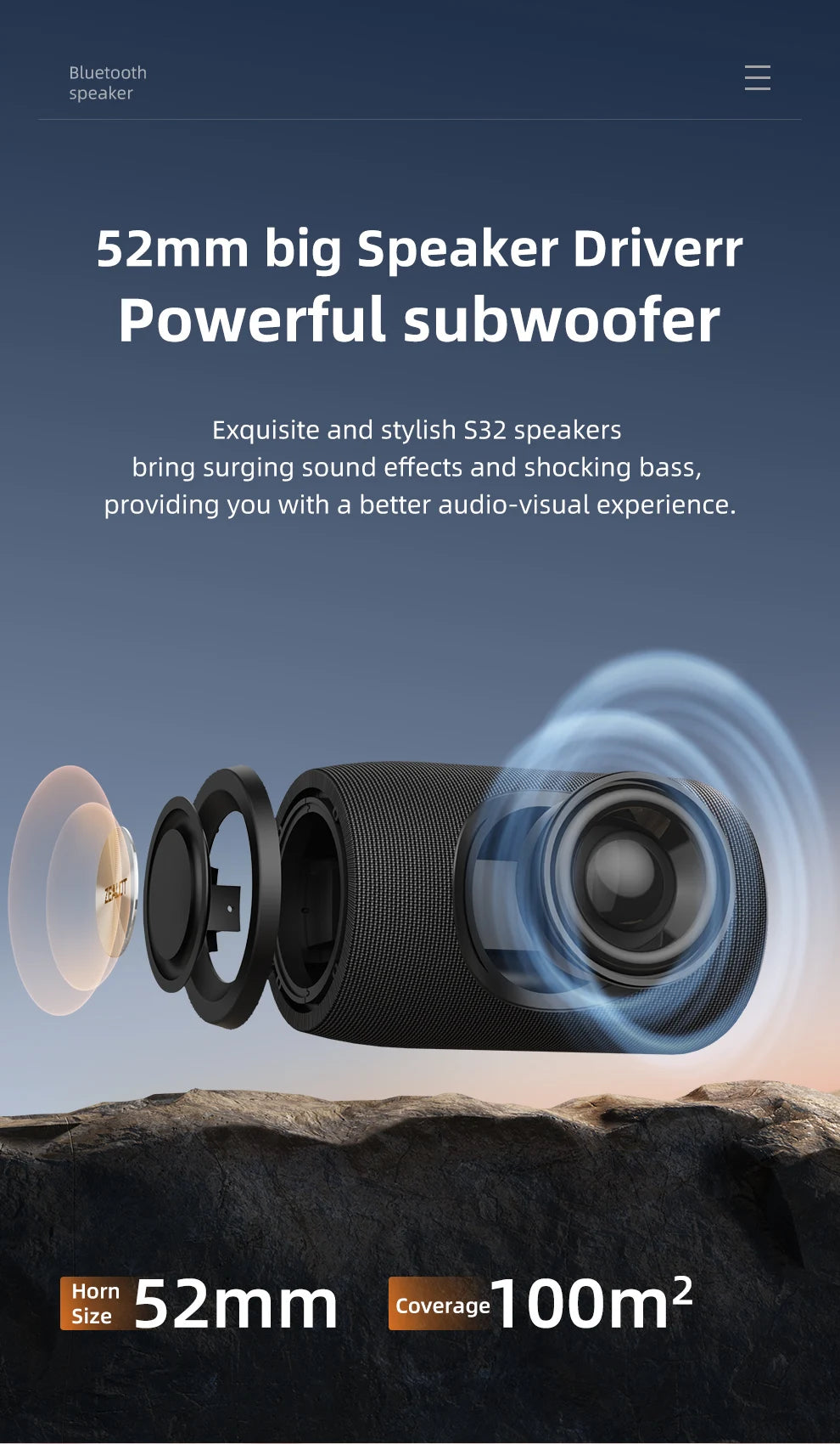 ZEALOT-S32 Portable Speaker – Mini Bluetooth, HiFi Bass, FM, TF, USB, TWS