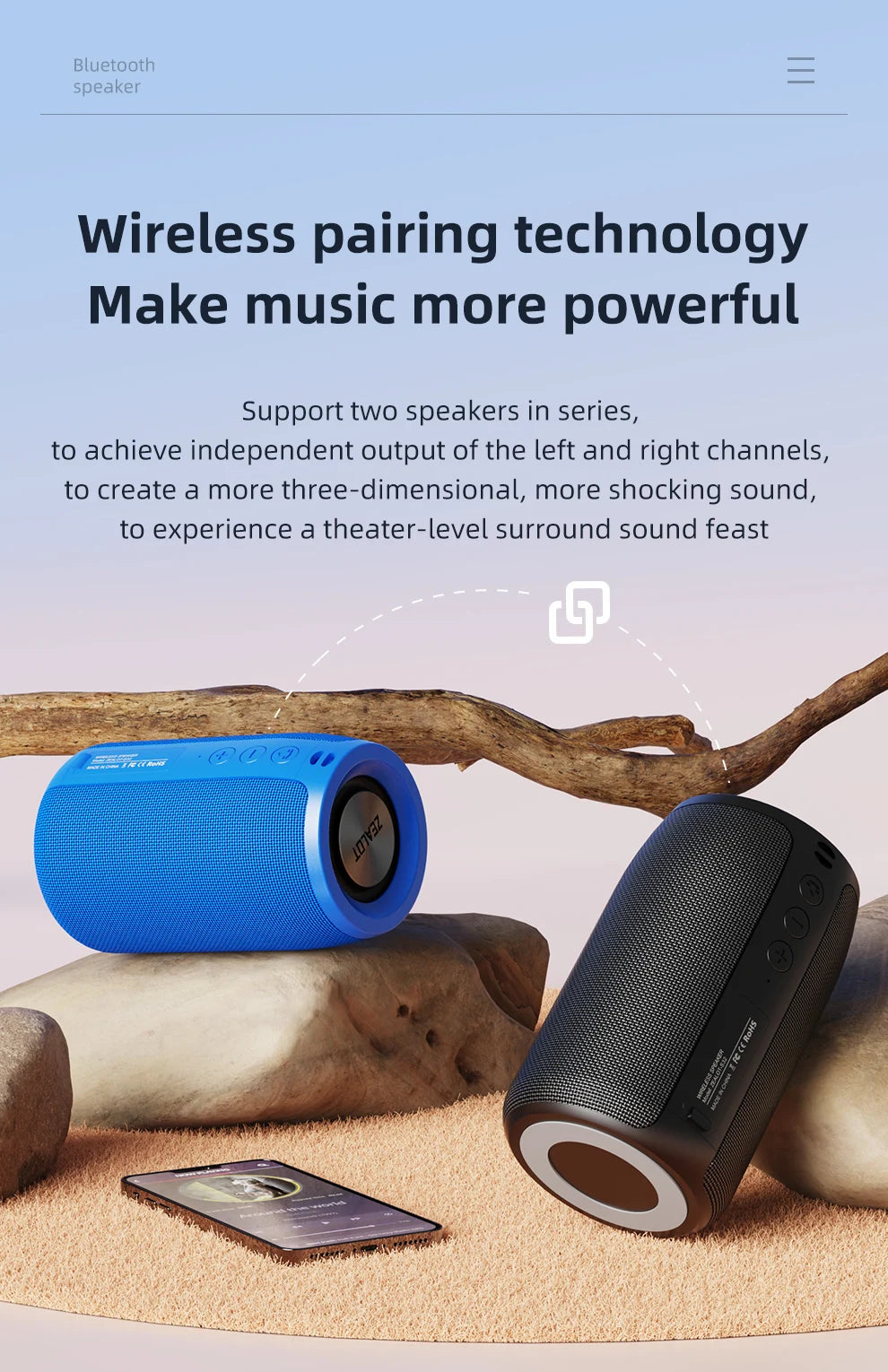 ZEALOT-S32 Portable Speaker – Mini Bluetooth, HiFi Bass, FM, TF, USB, TWS