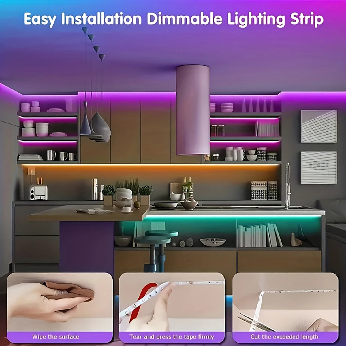 RGB LED Strip Lights 10m/20m – 44-Key Remote, Room Decor for Home, Bedroom, TV