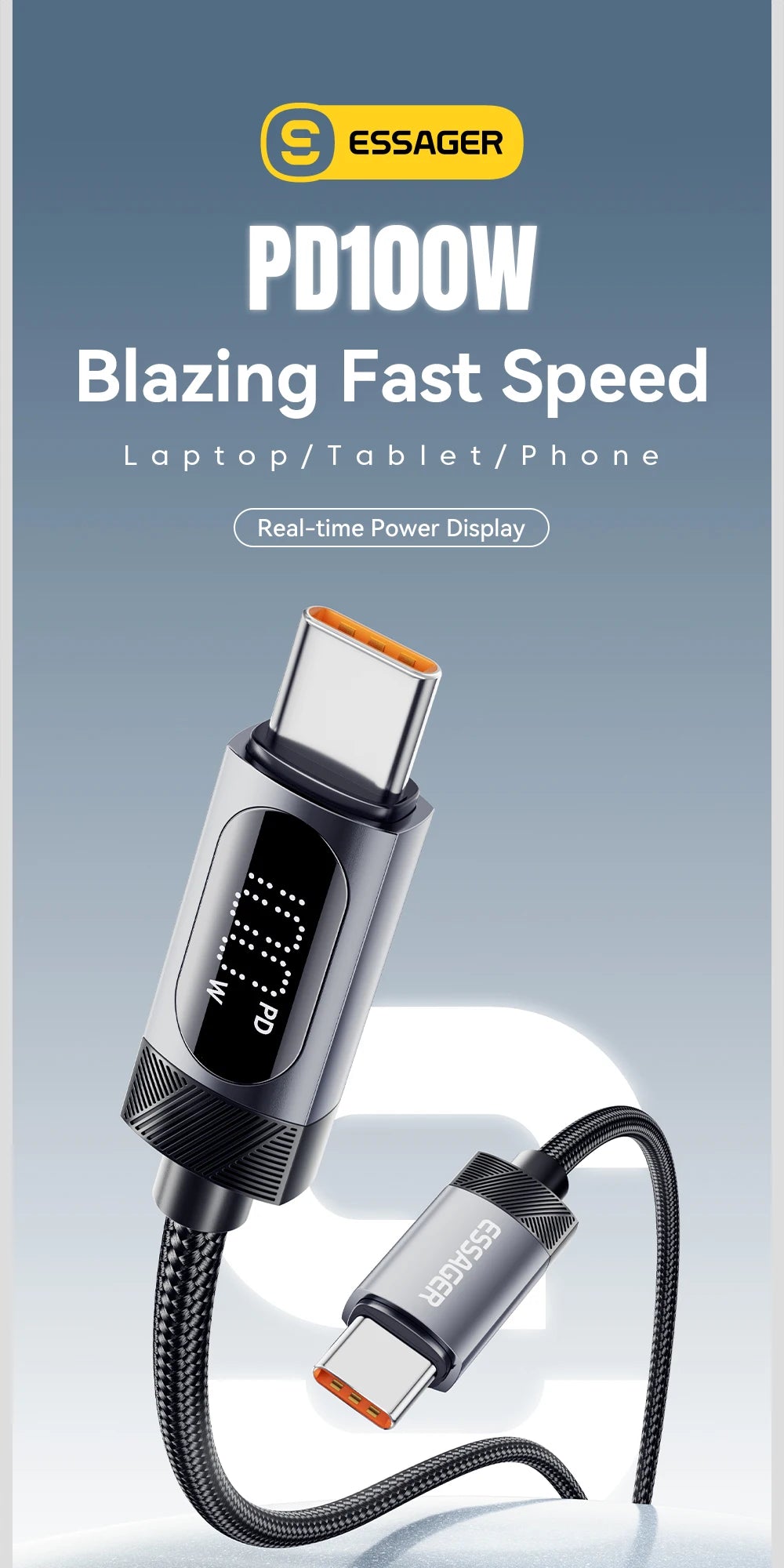 100W USB-C to USB-C with Digital Display