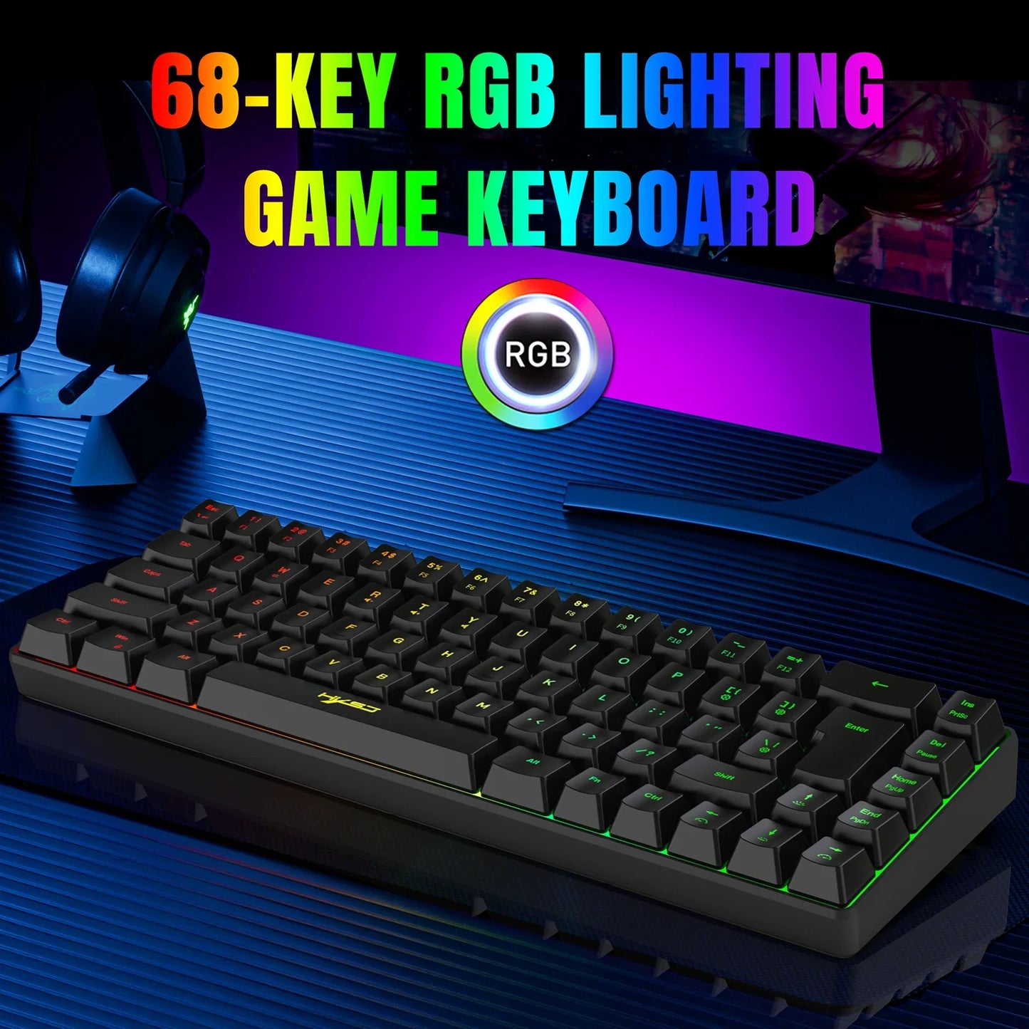 H61K Wired Mechanical Keyboard, Compact Design and 19 Anti-Conflict Keys
