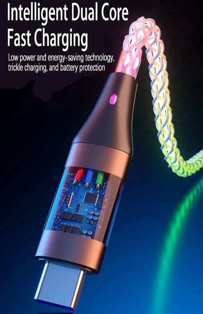 RGB LED USB-C Cable 66W – Super Fast Charging for iPhone &amp; Android Devices