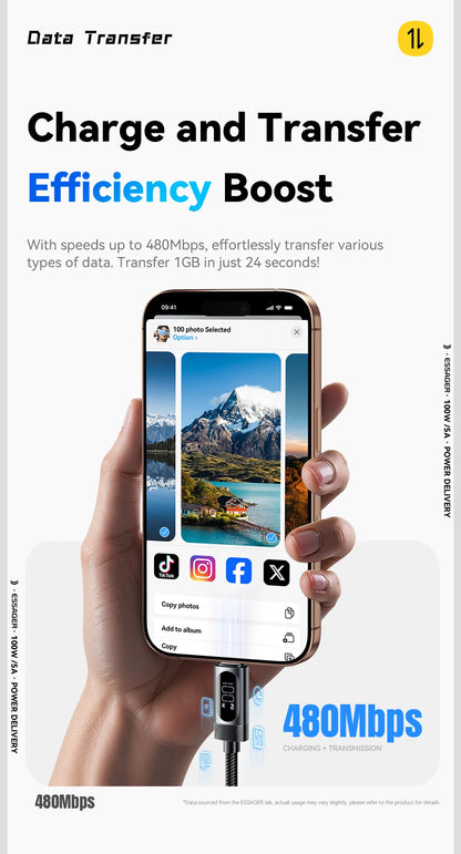100W USB-C to USB-C with Digital Display