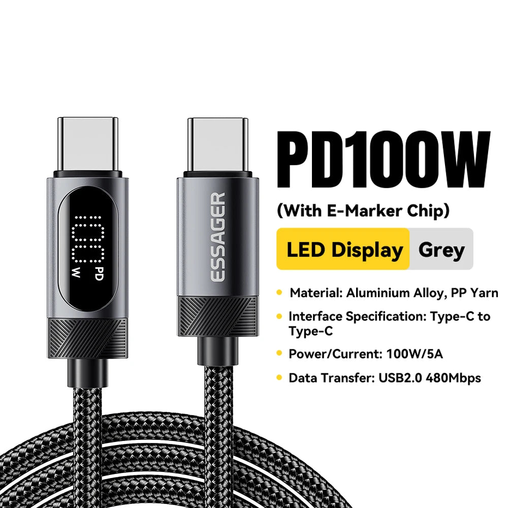 100W USB-C to USB-C with Digital Display