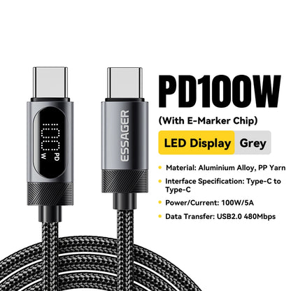 100W USB-C to USB-C with Digital Display