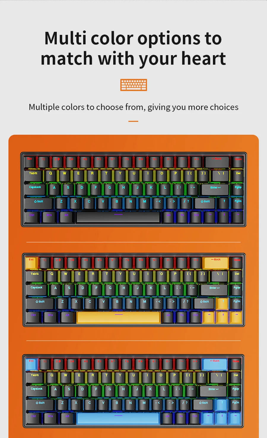 Teclado Mecânico K68 com Fio e Iluminação RGB