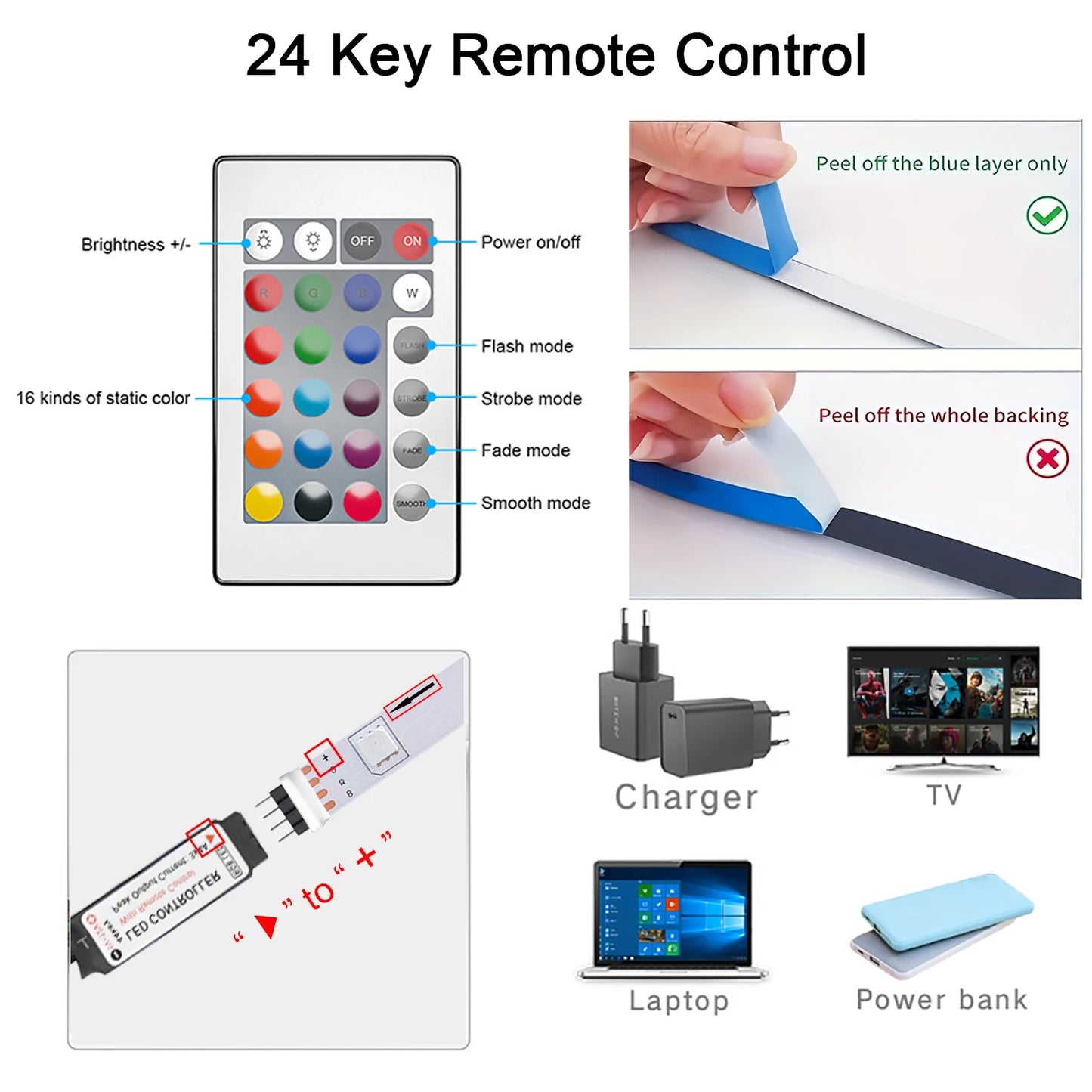 RGB LED Strip Lights 10m/20m – 44-Key Remote, Room Decor for Home, Bedroom, TV