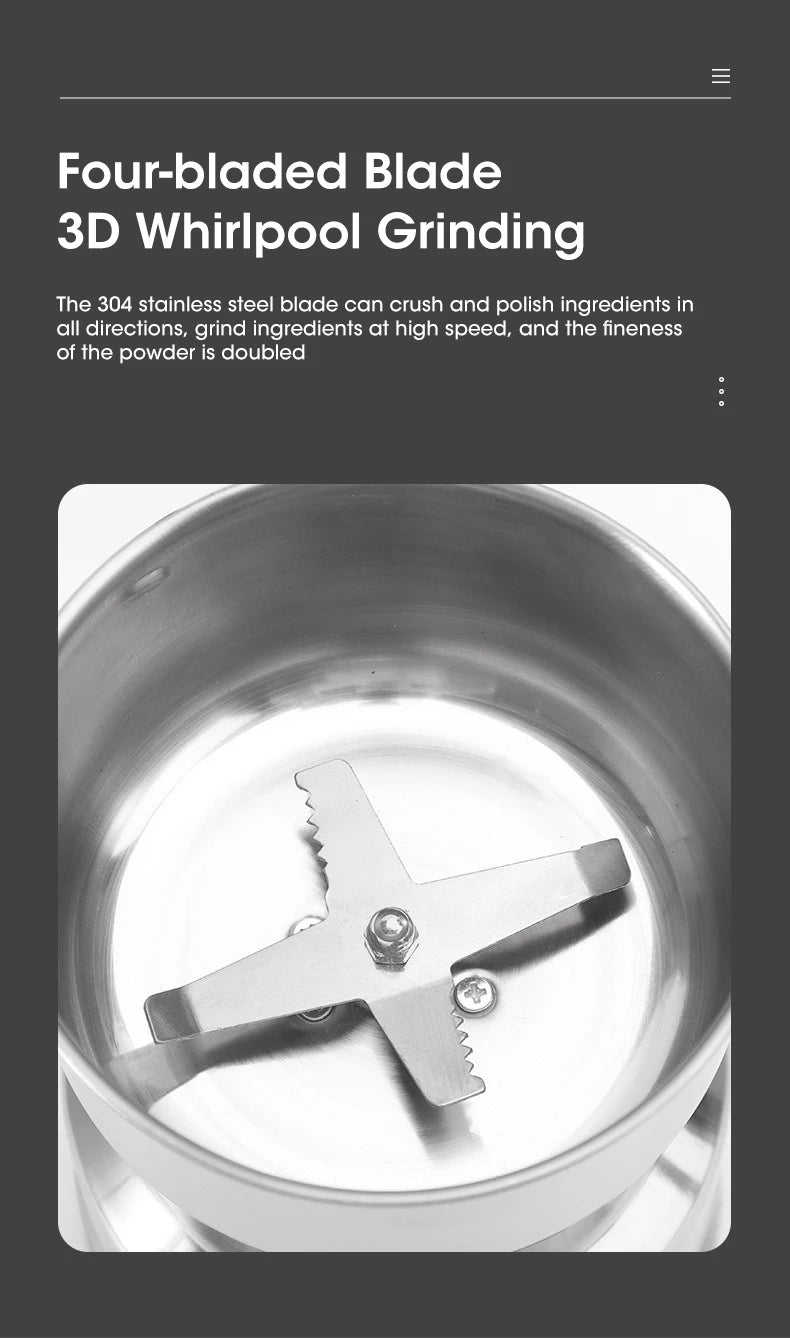 Mini Electric Grinder 300ml – 4-Blade Spice, Coffee &amp; Grain Mill for Home Use