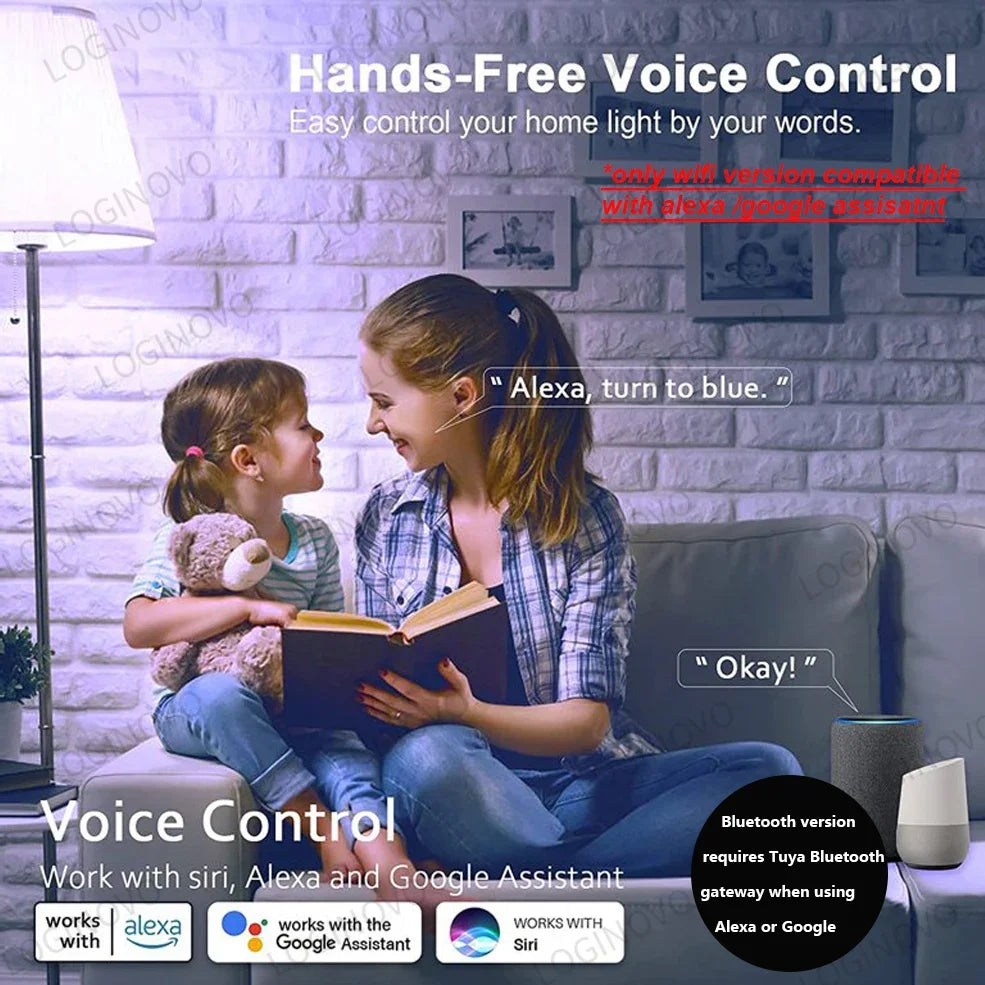 Tuya Smart LED Bulb – WiFi/Bluetooth, RGB E27, Alexa &amp; Google Assistant Compatible