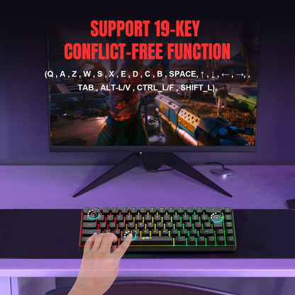 H61K Wired Mechanical Keyboard, Compact Design and 19 Anti-Conflict Keys