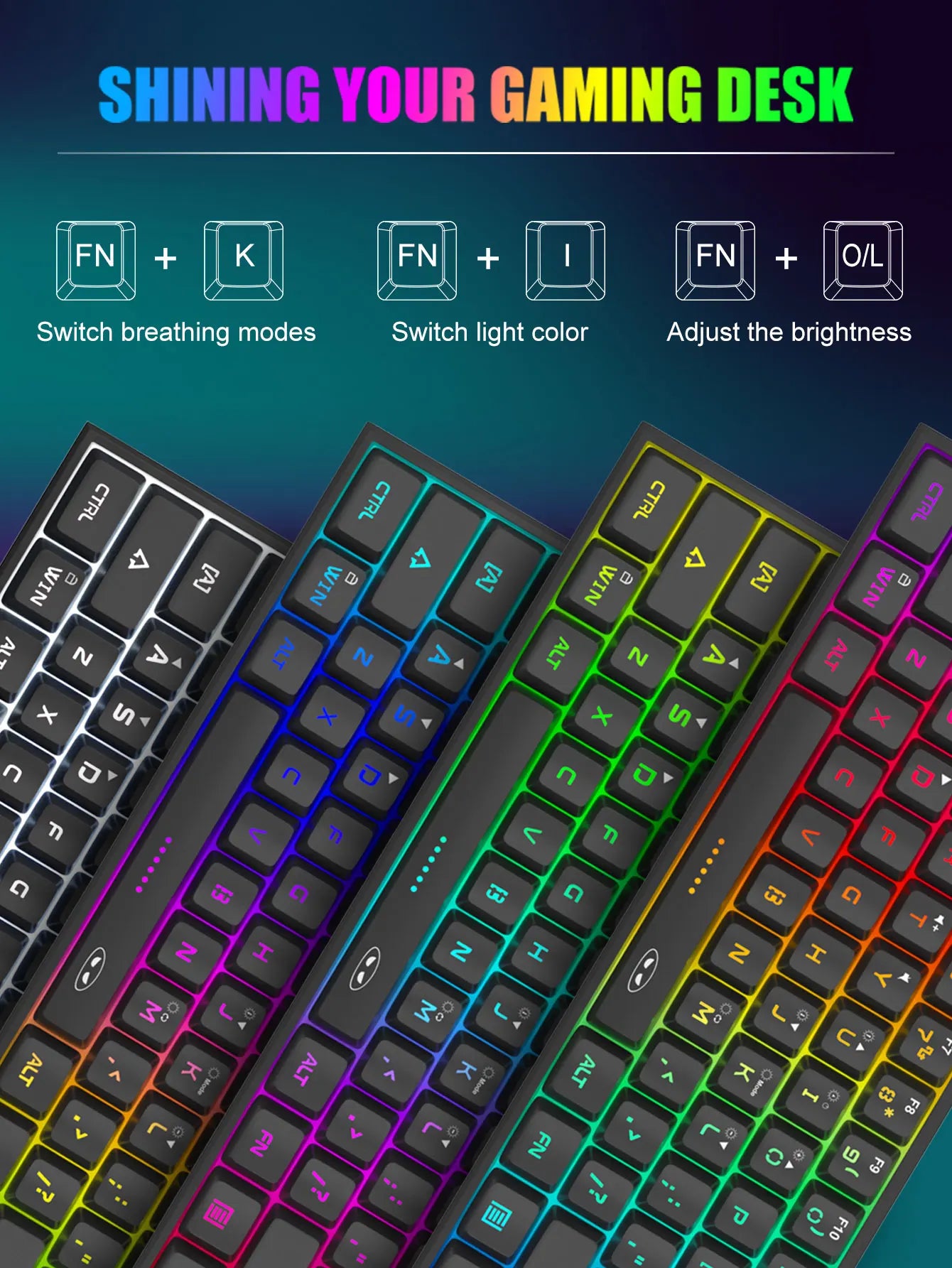 Teclado Compacto MageGee 60% com Iluminação RGB – Ideal para Jogos, Escritório e Espaços Reduzidos
