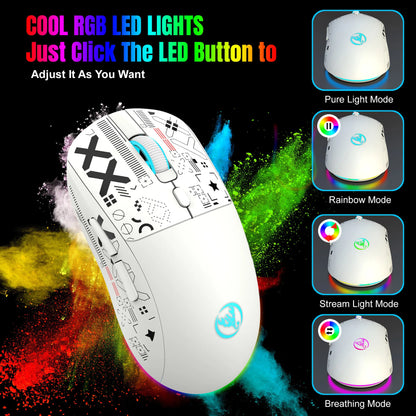 RGB Gaming Mouse 3 Modes – Bluetooth/2.4G/USB, Rechargeable