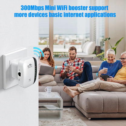 WiFi Extender 300Mbps – Long Range Booster with WPS &amp; 7 LED Status