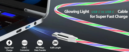 60W USB Type-C to USB LED PD Cable