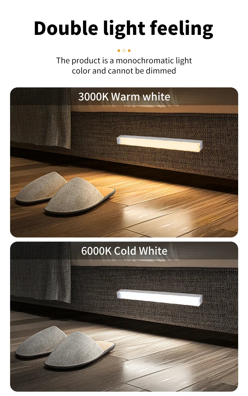 PIR LED Bar Light – USB Rechargeable, Motion Sensor, for Cabinet/Night Use