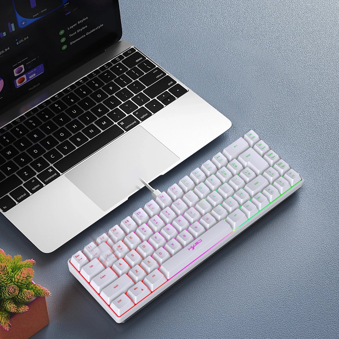 H61K Wired Mechanical Keyboard, Compact Design and 19 Anti-Conflict Keys