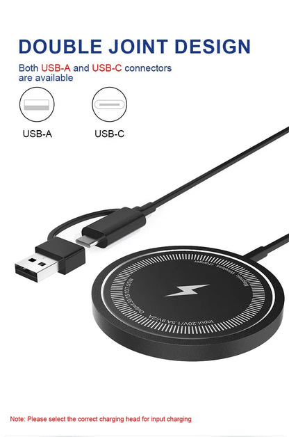 30W Magnetic Wireless Charger Pad – Fast Charging Stand for iPhone, AirPods &amp; USB-A