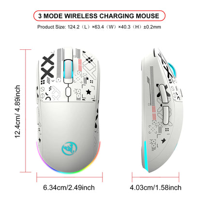 RGB Gaming Mouse 3 Modes – Bluetooth/2.4G/USB, Rechargeable