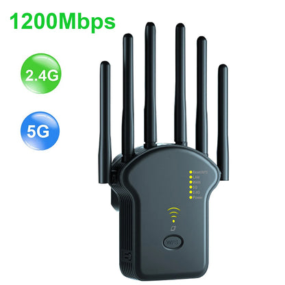 1200Mbps WiFi Extender – High Gain 2.4G/5G Router Signal Booster