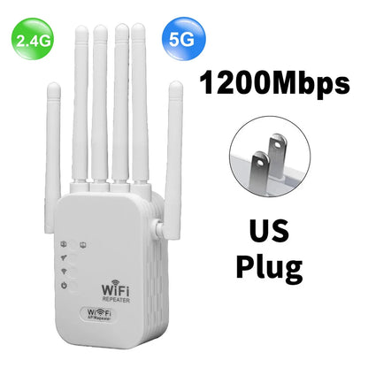 WiFi Repeater 1200Mbps – Dual-Band 2.4G/5G Signal Booster Router