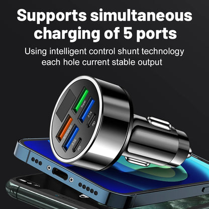 100W 6-Port Car Charger – Fast PD &amp; QC3.0 USB-C Adapter for iPhone, Samsung, Huawei, Xiaomi