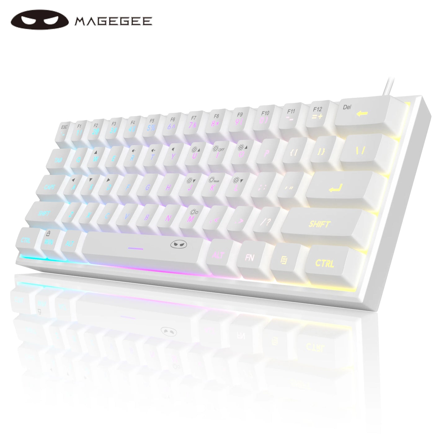 Teclado Compacto MageGee 60% com Iluminação RGB – Ideal para Jogos, Escritório e Espaços Reduzidos