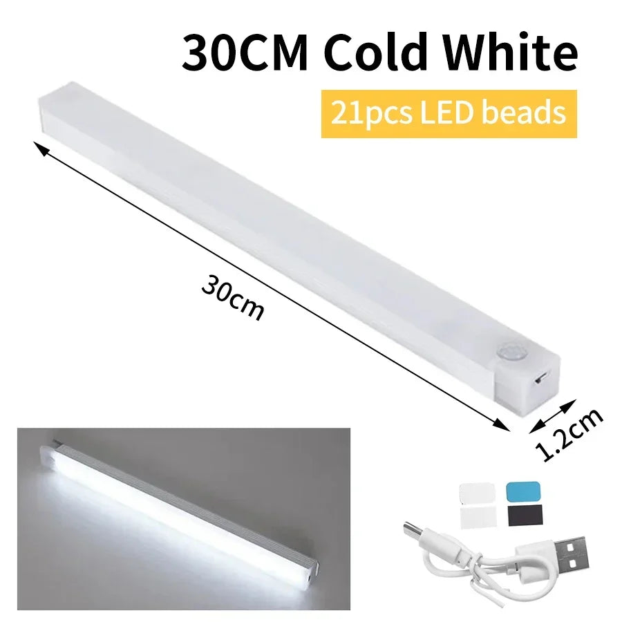 PIR LED Bar Light – USB Rechargeable, Motion Sensor, for Cabinet/Night Use