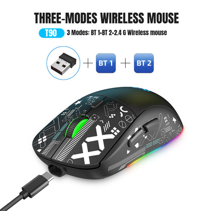 RGB Gaming Mouse 3 Modes – Bluetooth/2.4G/USB, Rechargeable