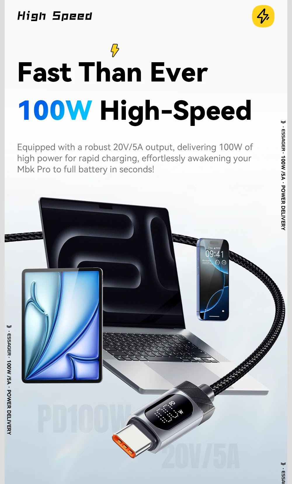 100W USB-C to USB-C with Digital Display