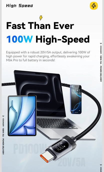 100W USB-C to USB-C with Digital Display