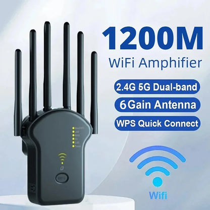 1200Mbps WiFi Extender – High Gain 2.4G/5G Router Signal Booster