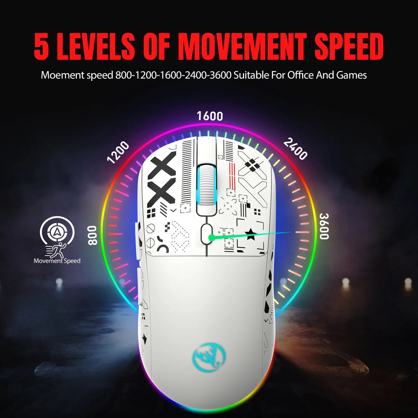 RGB Gaming Mouse 3 Modes – Bluetooth/2.4G/USB, Rechargeable