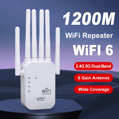 WiFi Repeater 1200Mbps – Dual-Band 2.4G/5G Signal Booster Router