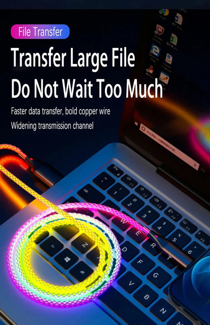 RGB LED USB-C Cable 66W – Super Fast Charging for iPhone &amp; Android Devices