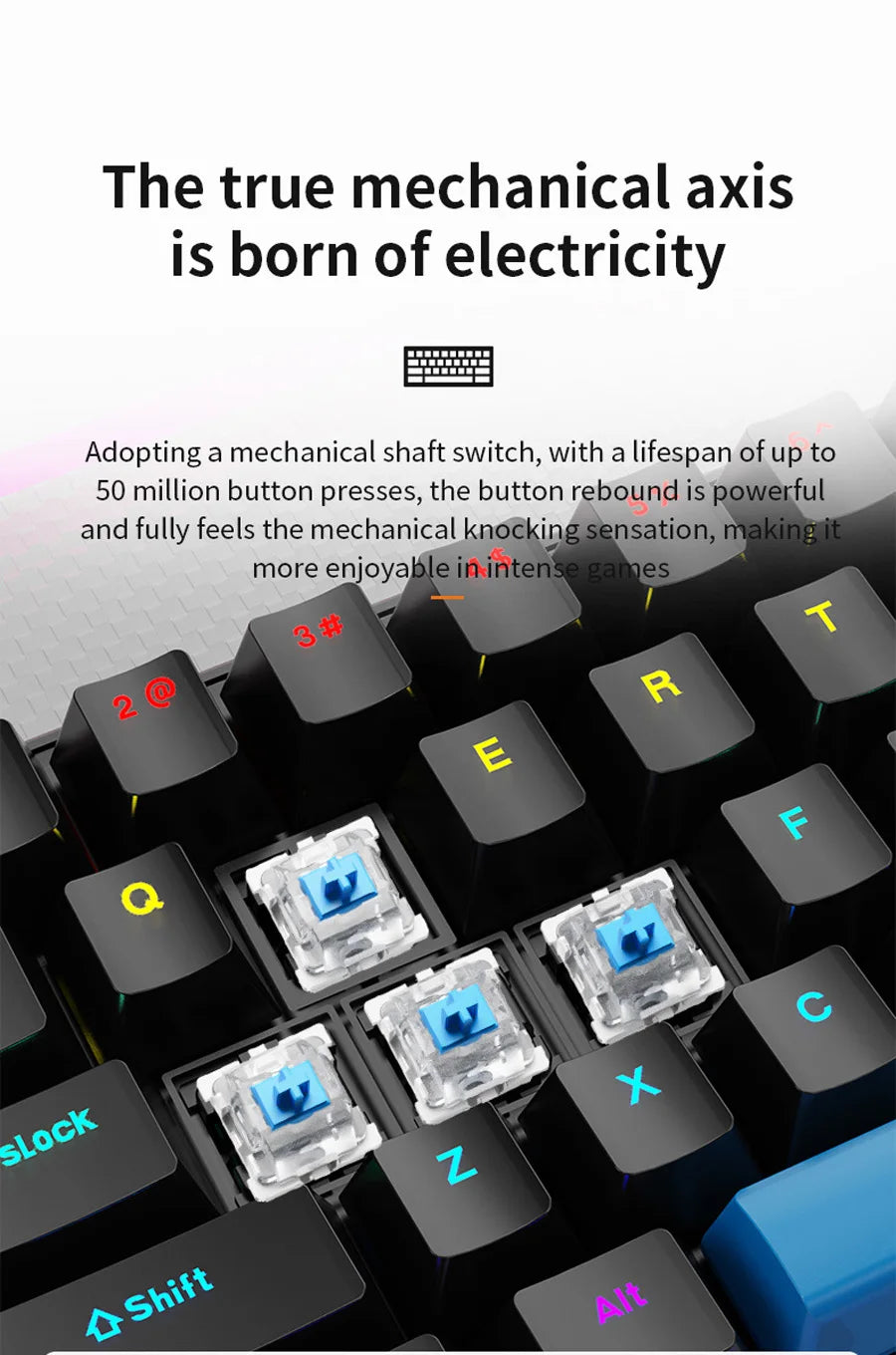 Teclado Mecânico K68 com Fio e Iluminação RGB