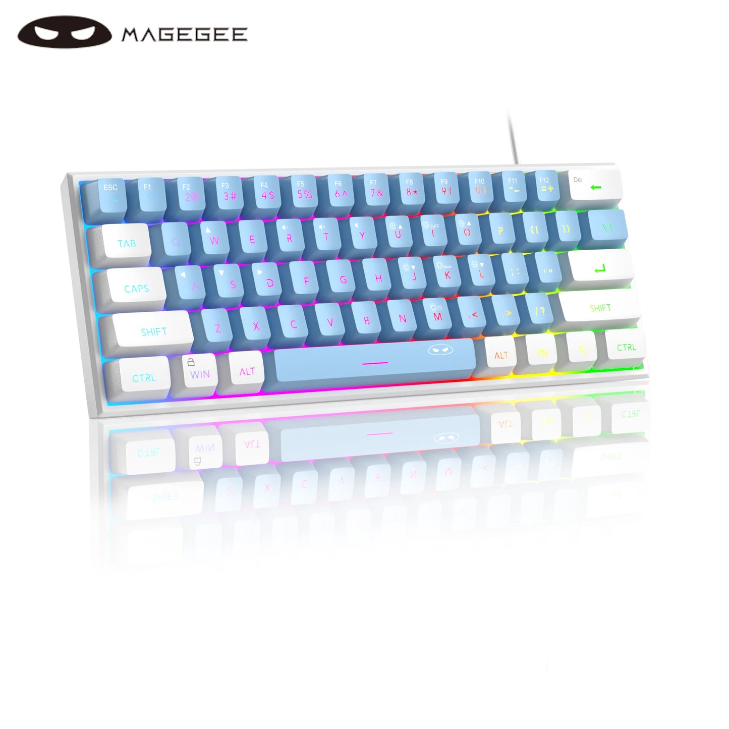 Teclado Compacto MageGee 60% com Iluminação RGB – Ideal para Jogos, Escritório e Espaços Reduzidos