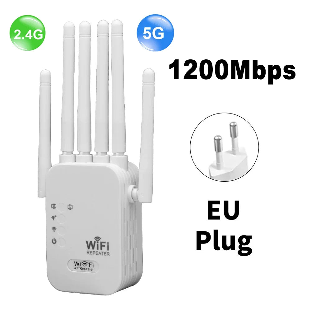 WiFi Repeater 1200Mbps – Dual-Band 2.4G/5G Signal Booster Router