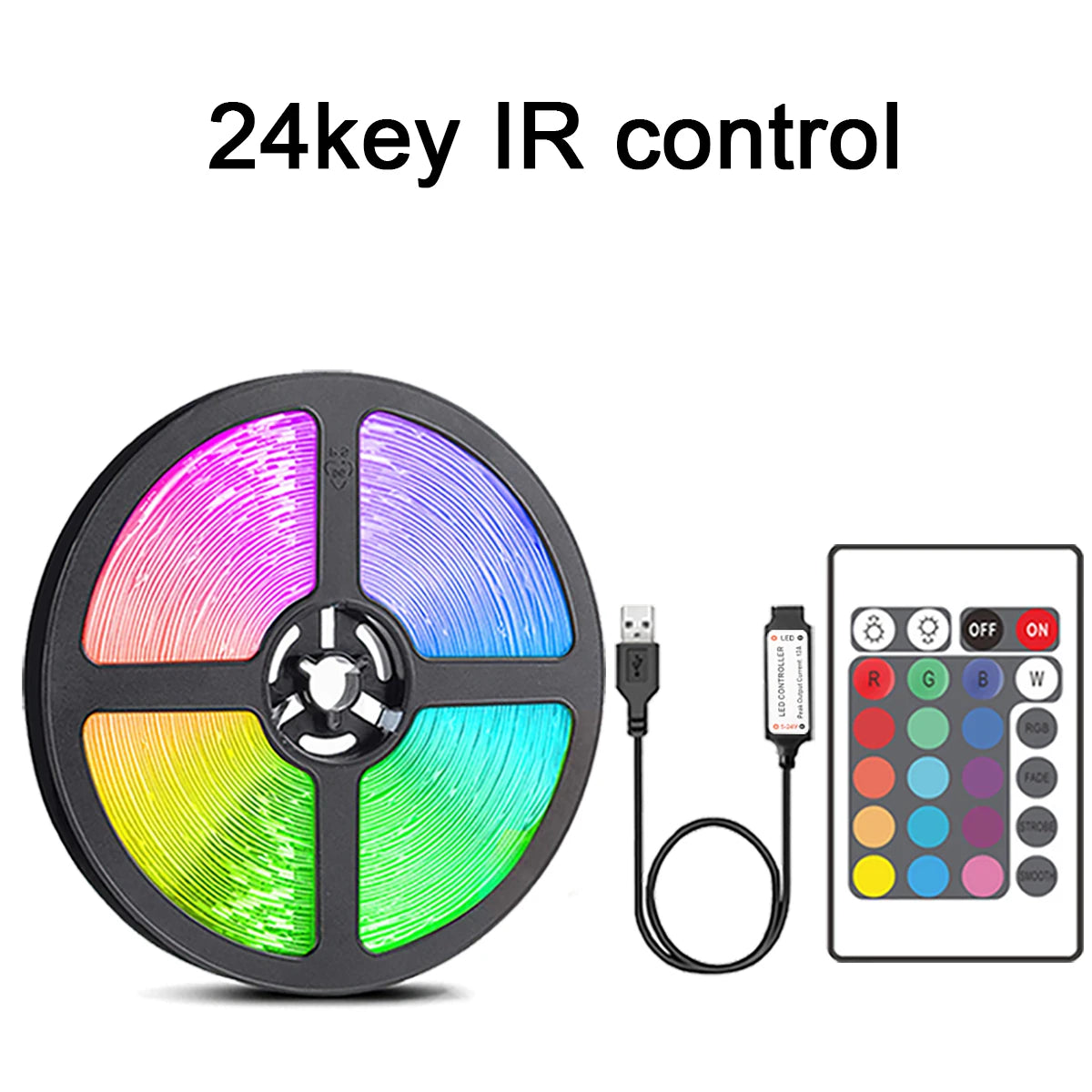 RGB LED Strip Lights 10m/20m – 44-Key Remote, Room Decor for Home, Bedroom, TV