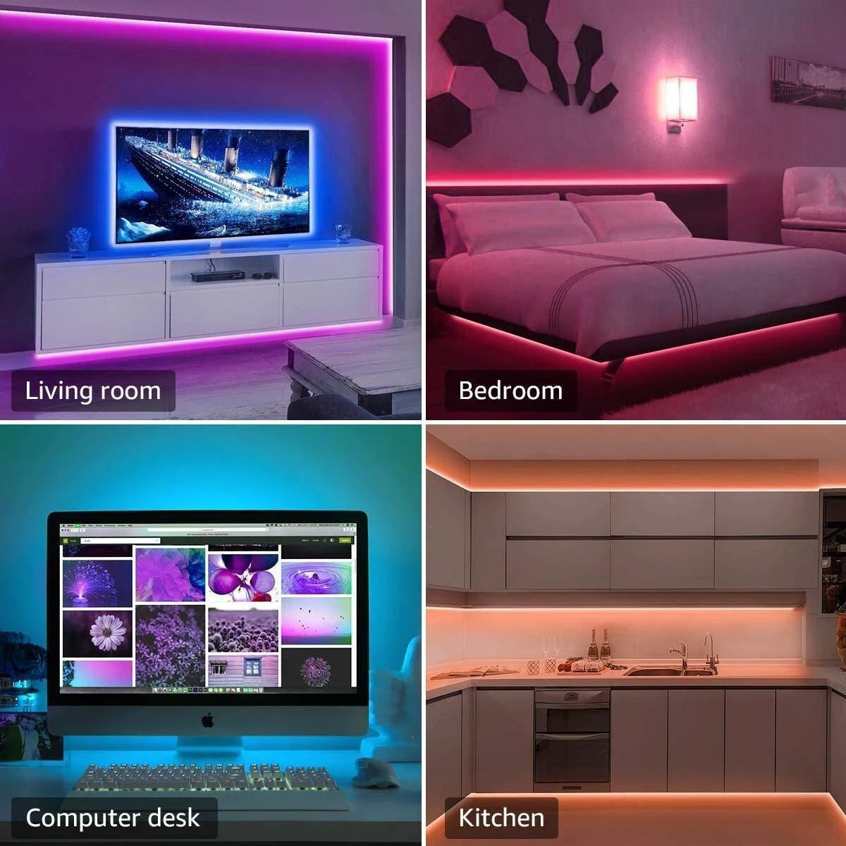 RGB LED Strip Lights 10m/20m – 44-Key Remote, Room Decor for Home, Bedroom, TV