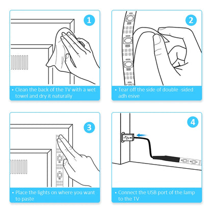 LED TV Backlight Strip – USB 5V, 3-Key Control, Flexible Tape Light for Home &amp; Party