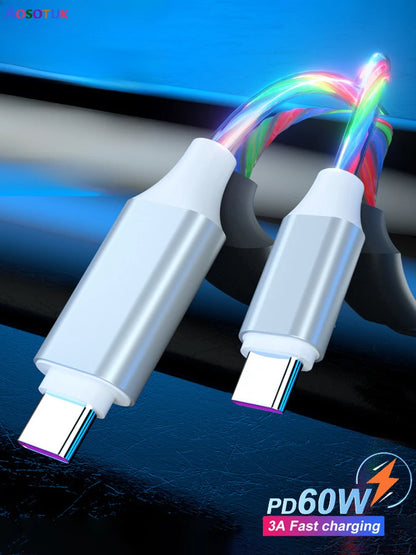 60W USB Type-C to USB LED PD Cable